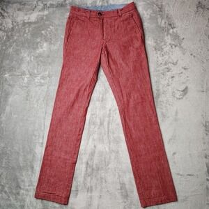 Gustin Pants‎ Mens 29x33 Red California Slim Fit Chino Washed Button Fly